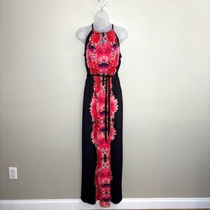 Cato Pink and Black Halter Neck Maxi Dress Sleeveless Stylish Cocktail Women’s S